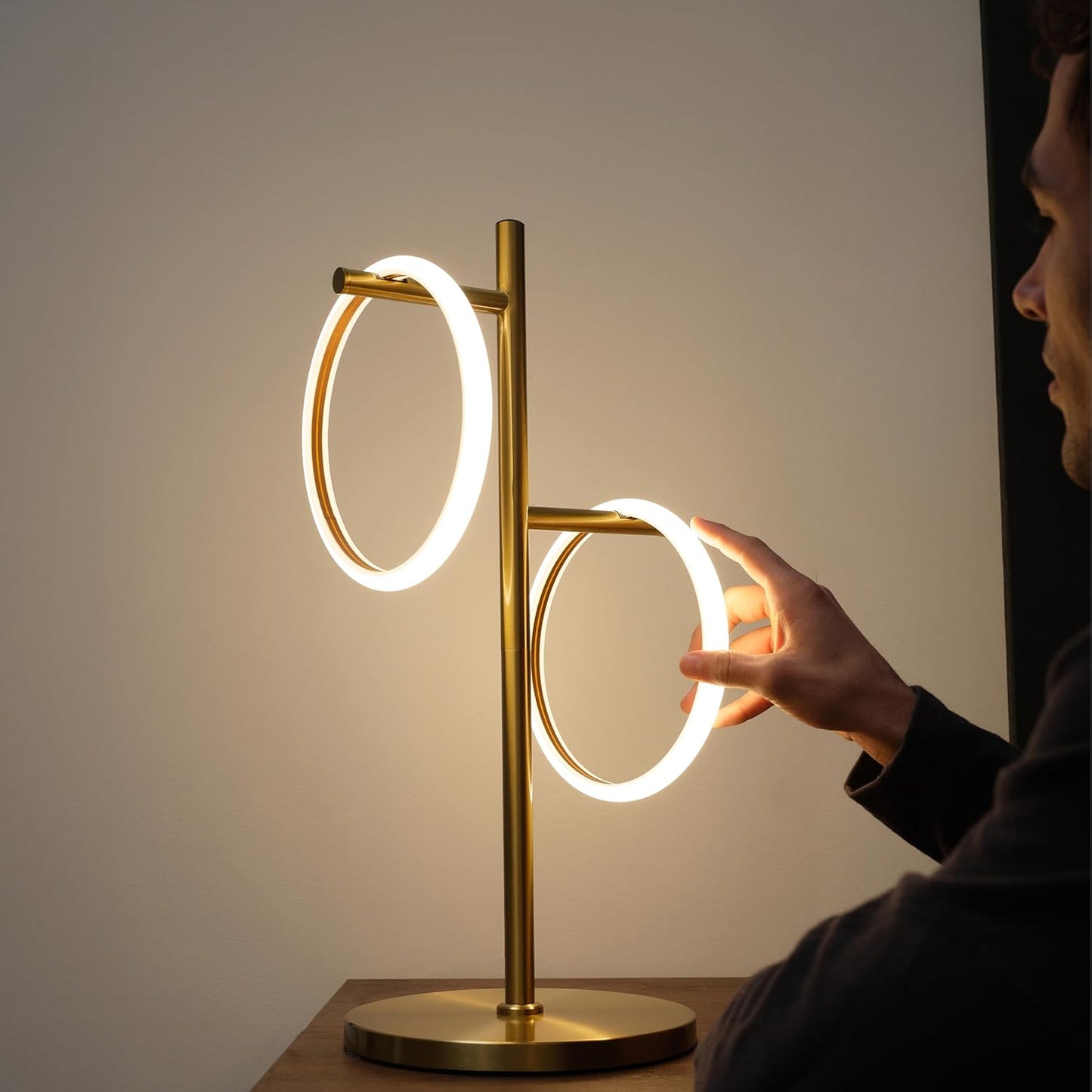 Brightech Saturn Table Lamp, Great Living Room Decor, Desk Tree Lamp for Offices, Contemporary Lamp for Living Rooms, Nightstand Lamp with 2 LED Lights for Bedroom Reading - Brass