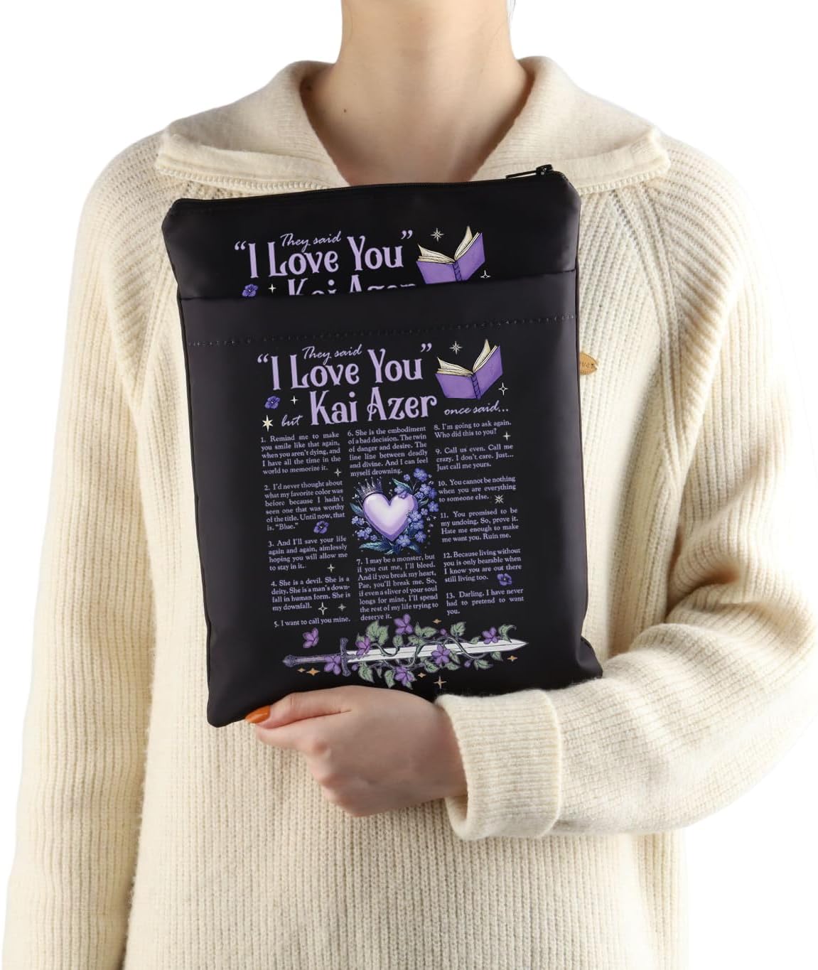 VAMSII Fantasty Book Merch I Love You Romantasy Novel Quote Book Sleeve Special Edition Book Gift Fantasty Lovers Gift (USPowerlessSleeve)