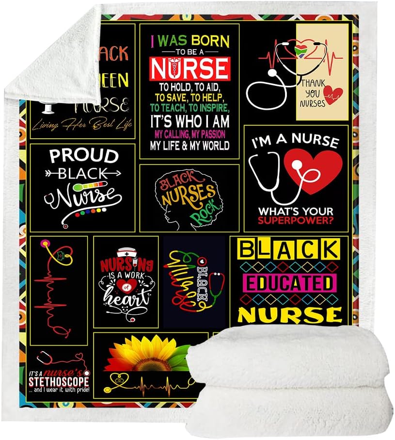 Nurse Gifts Throw Blanket - Soft Fluffy Sherpa Warm for Bed, Office & Couch (60"x80")