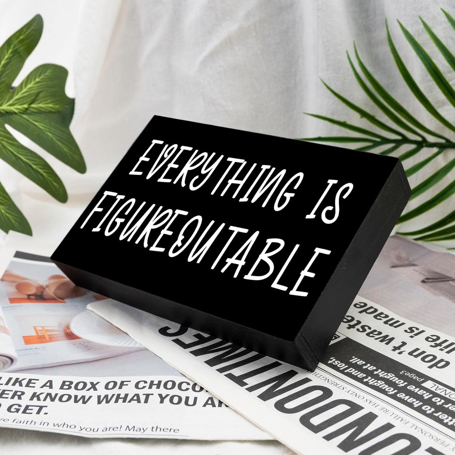 Everything Is Figureoutable Office Decorations For Work Cubicle Decor Funny Office Inspirational Gifts For Women Men Wooden Decoration Plaque Motivational Desk Decor
