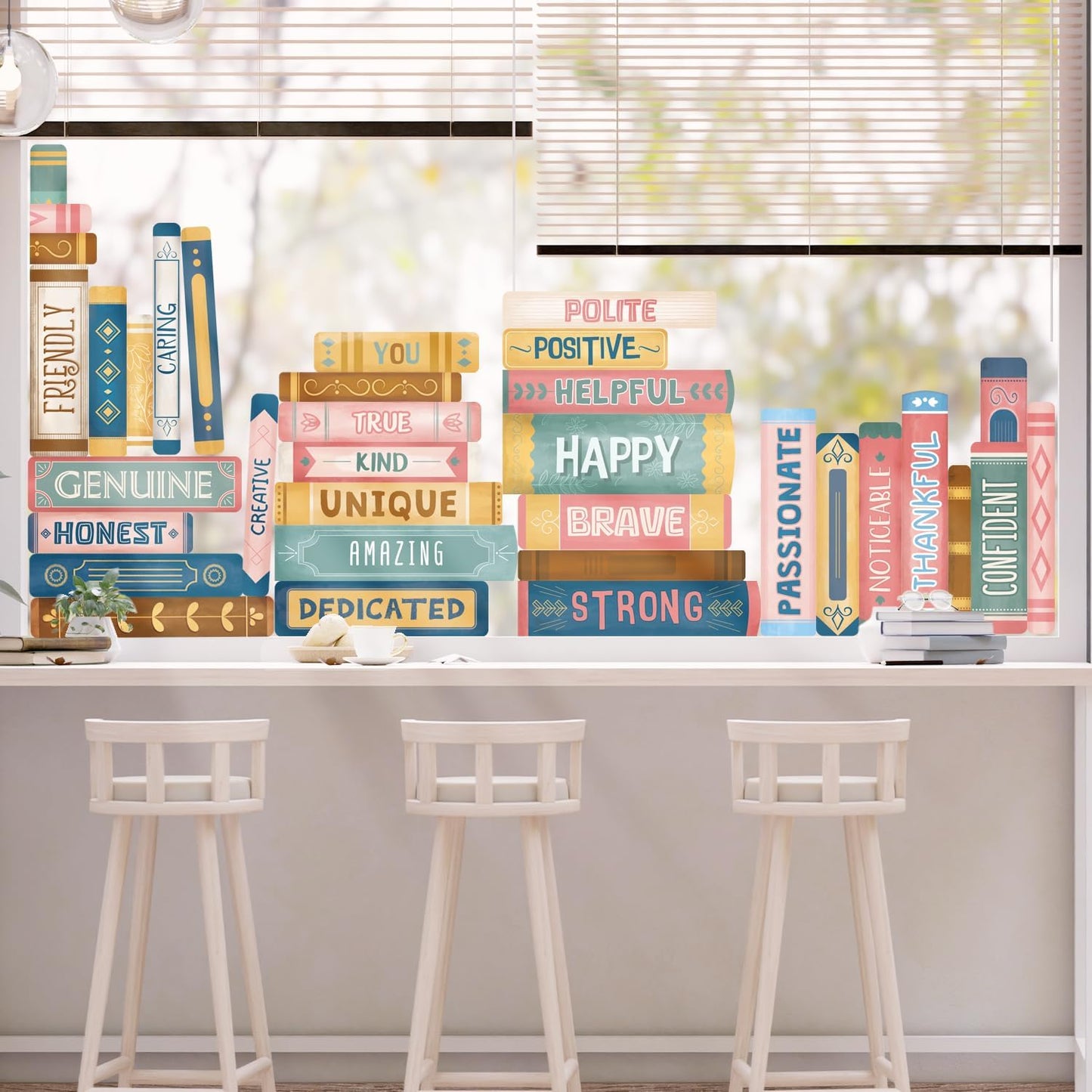 DECOWALL CDS9-9006 Book Quotes Window Clings Print Window Stickers Double Sided Glass Decals for First Day of School Back to School Party Home Classroom Library Decor Home Party