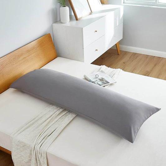 Acanva Fluffy Bed Sleeping Side Sleeper Body Pillow Insert, 20” x 60”with Grey Pillowcase, White
