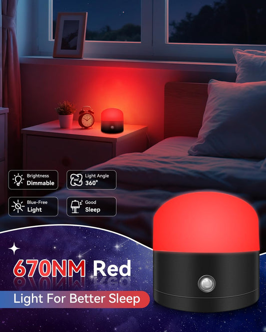 Neporal REDIX 670nm Red Light for Sleep, 100% Blue Light Blocking & Dimmable & 4-Timer & With Remote Red Light Lamp for Melatonin Promoting, Red Night Light for Sleep Aid, Bedroom,Baby Nursery,Reading