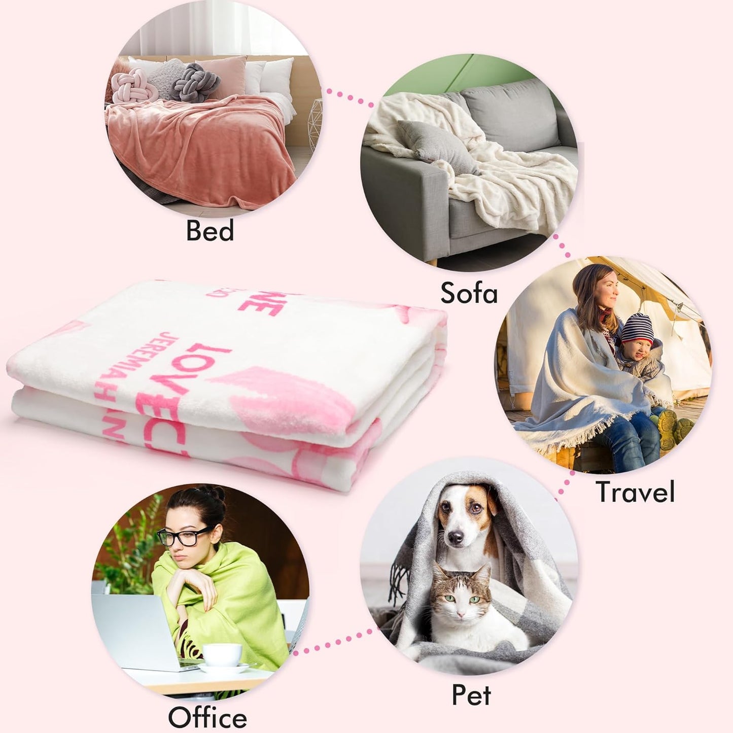 Christian Throw Blanket Women Gifts, Pink Bow Bible Verse Inspirational Faith-Based Soft Cozy White 50x60 Flannel Blankets, Gift for Religious Girls, Home Decor for Bed Sofa