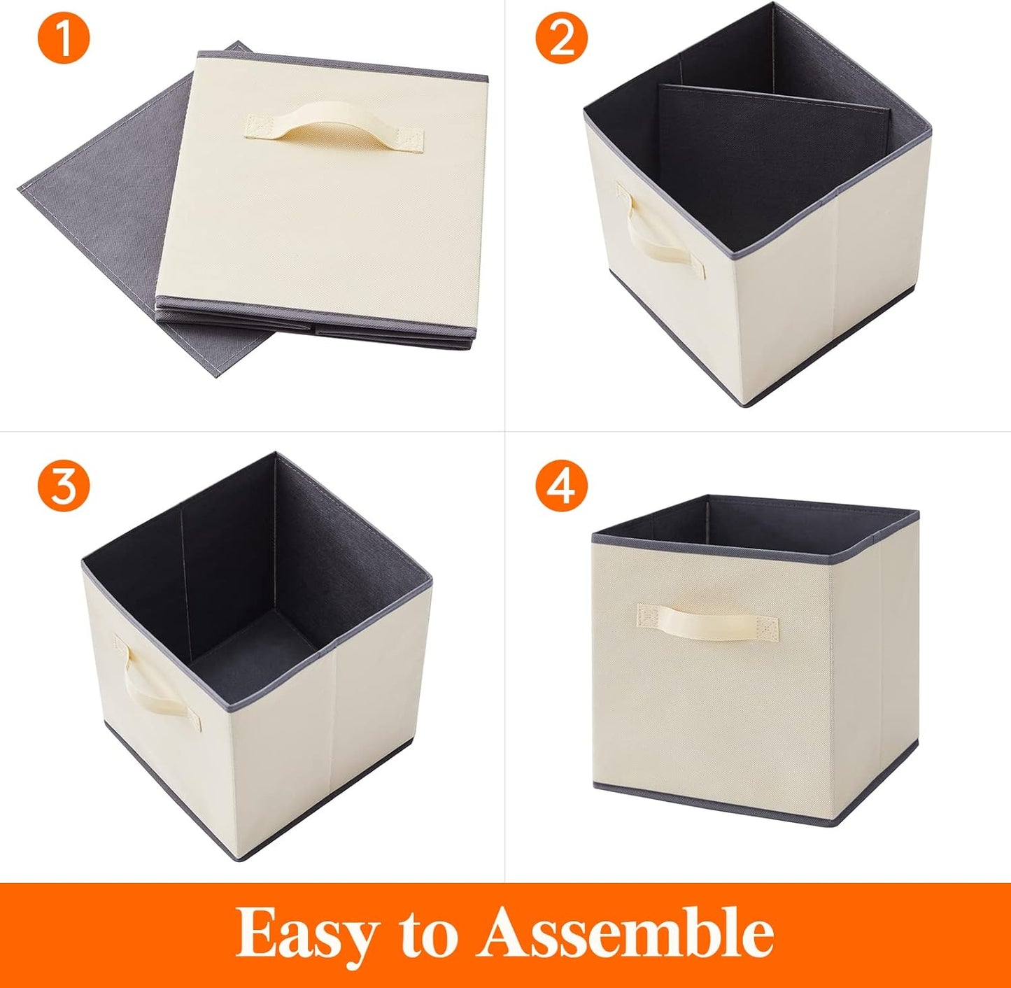 Lifewit Storage Cubes, Foldable Decorative Fabric Storage Baskets for Organizing Home Organizers with Handles for Shelves, Closet, 11 Inch Bins, 18L Beige, 6 Packs