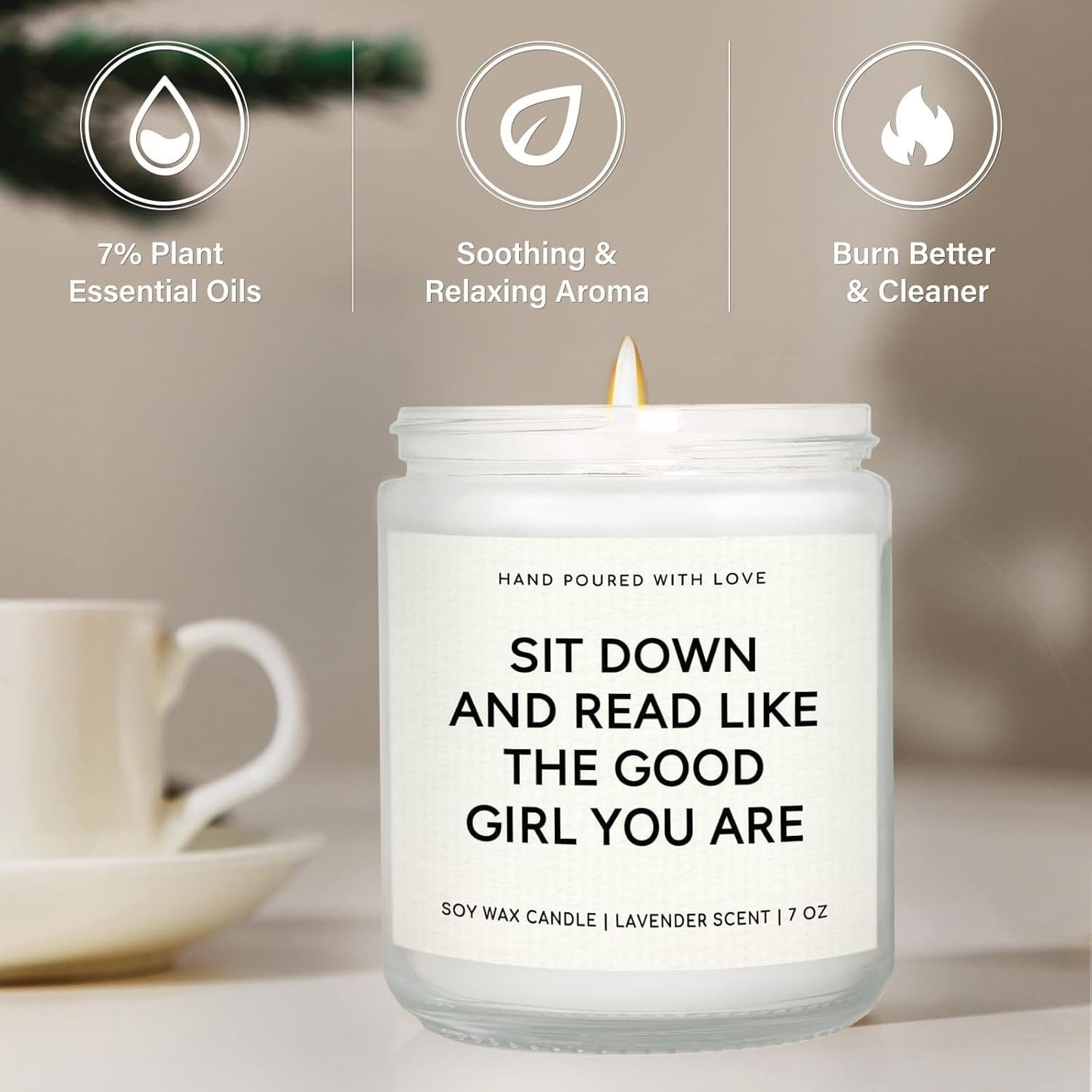 SteadStyle Book Lovers Gifts, Funny Bookish Gifts - Birthday Book Themed Ideal Presents for Girls Readers Librarian Bookworm Women, Lavender-Scented Candle 7oz
