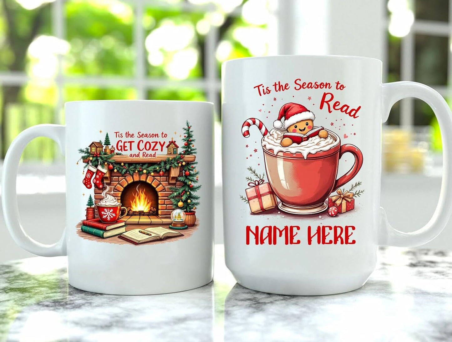 Personalized Reading Lover Ceramic Mug 15oz Cozy Bookish Gift for Merry Christmas Bookclub