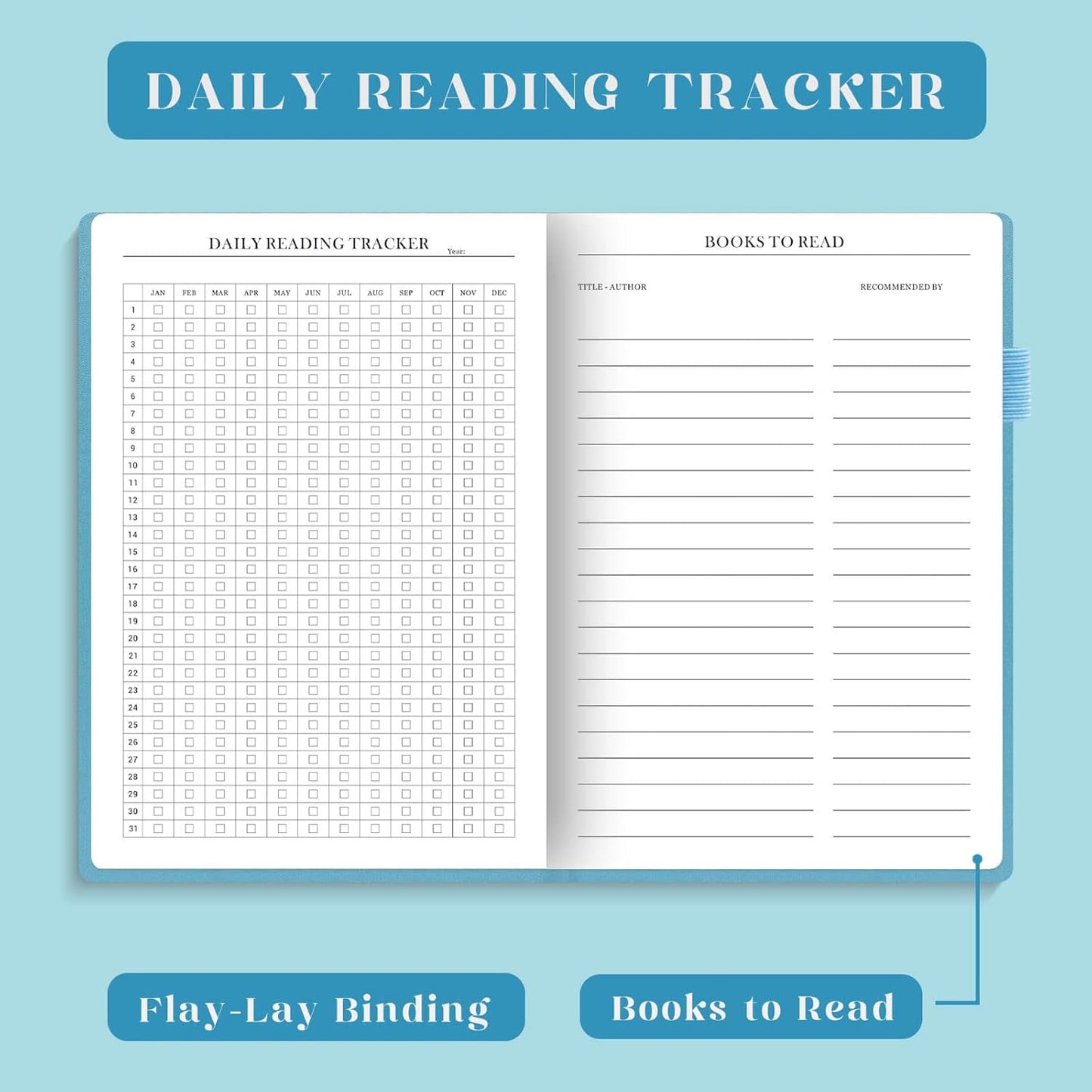 Reading Journal - Elegant Book Journal Reading Log for Reviews and Progress Tracking - Thoughtful Gift for Books Lovers & Readers - 110 Book Reviews (Ocean Blue)
