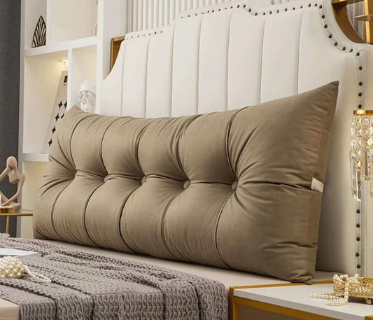 Large Ergonomics Backrest Wedge Headboard Cushion Reading Pillow Bed Back Support for Sitting Up in Bed Bolster(Size:120x55x18cm,Color:Brown)
