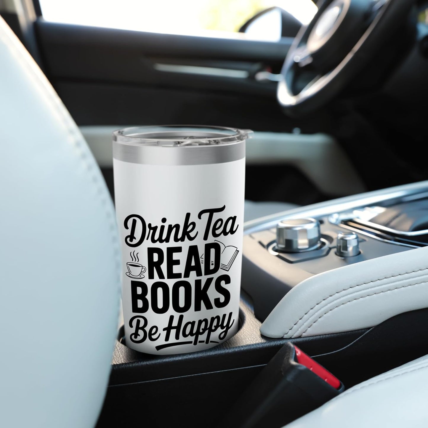 Drink Tea, Read Books, Be Happy Inspirational Quote Stainless Steel Insulated Tumbler