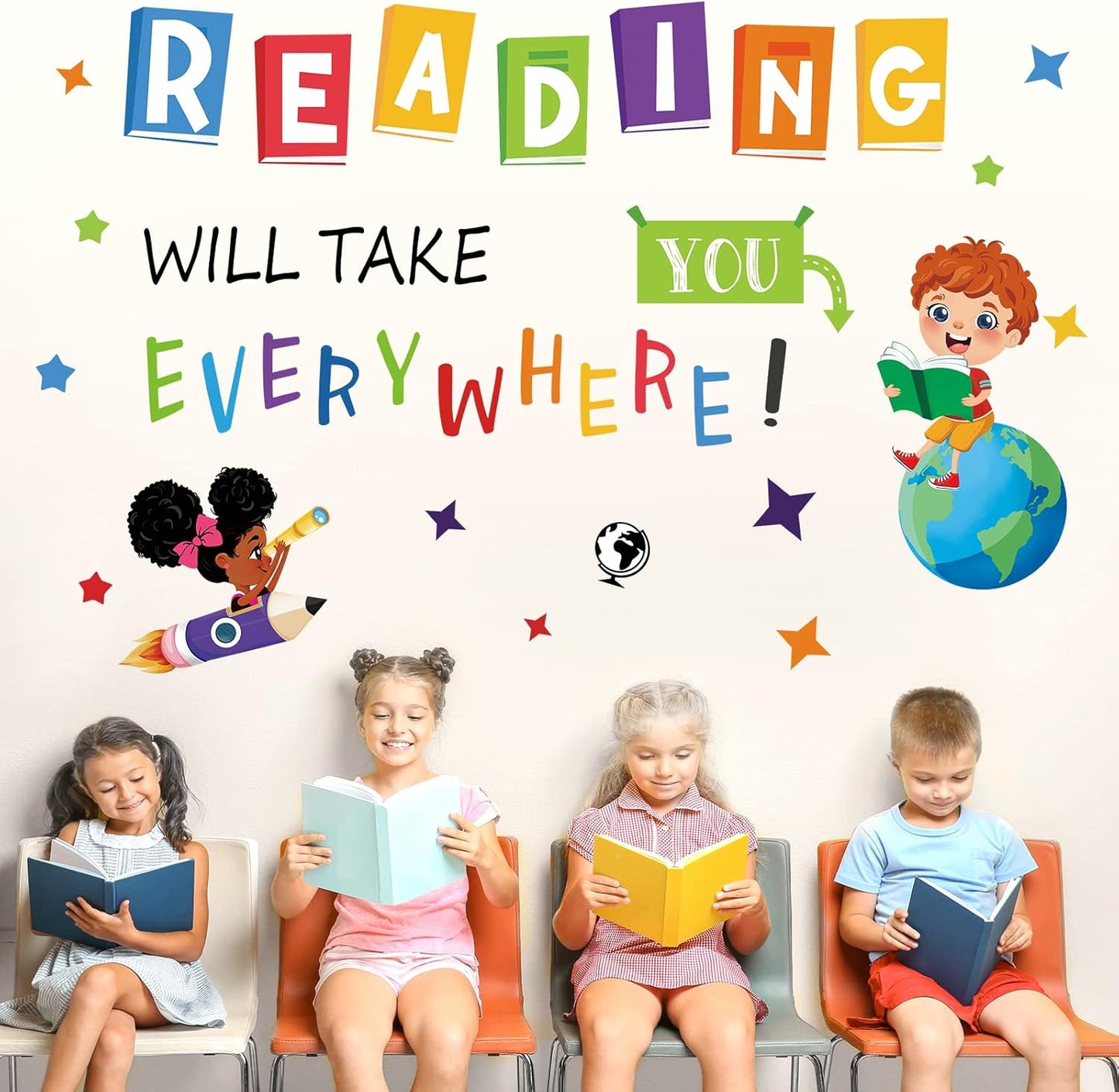 decalmile Reading Corner Wall Decals Educational Reading Will Take You Everywhere Inspirational Quote Wall Stickers Reading Room Classroom Study Room Wall Decor