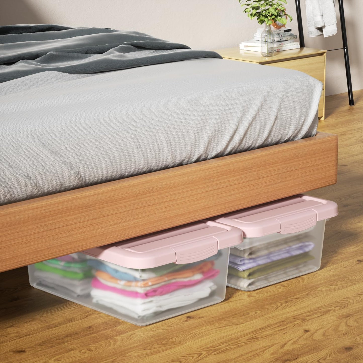 14 Quart Stackable Storage Bins, Organizer Containers with Snap Lids, Clear (2 Pack)