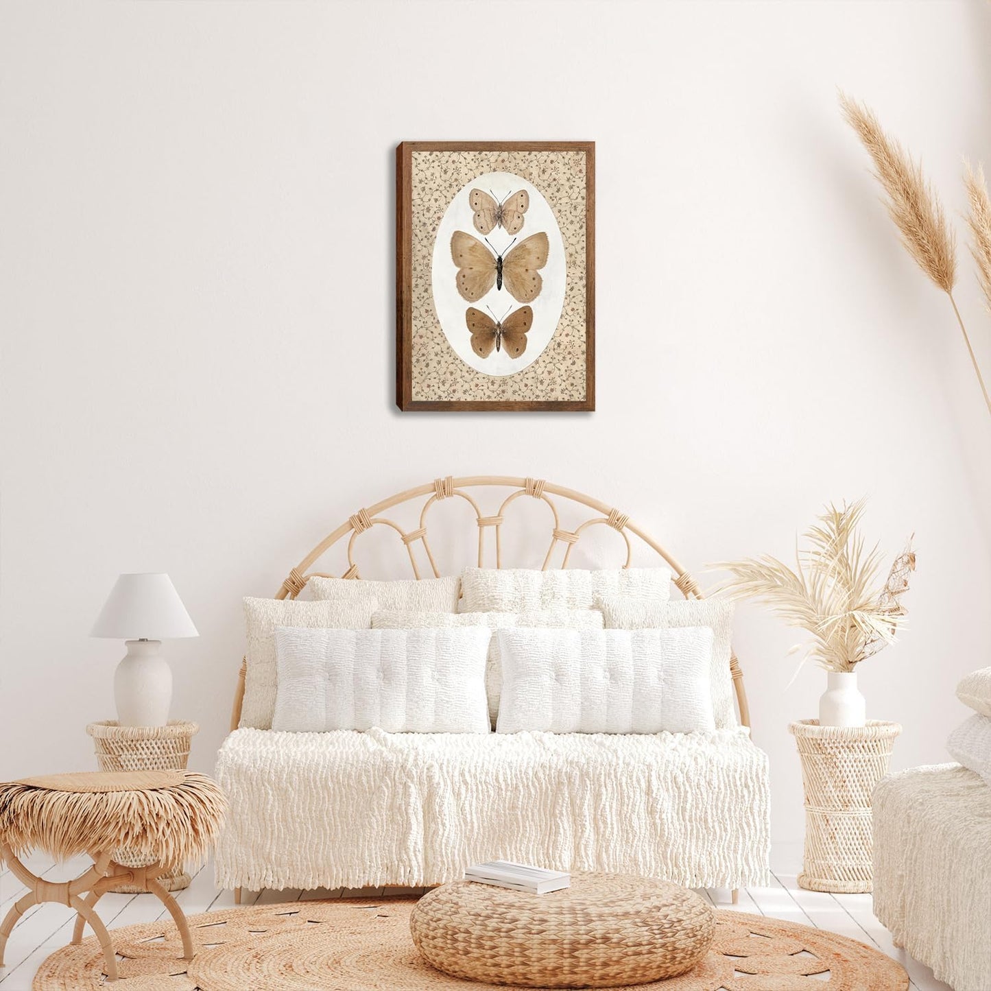 Butterfly Wall Art Prints Nature Vintage Preppy Moth Canvas Gifts Posters Wall Decor Dark Moody Insect Artwork Small Cottagecore for Bedroom Bathroom Kitchen Office Hoom Decor 8x10inch Wood Framed