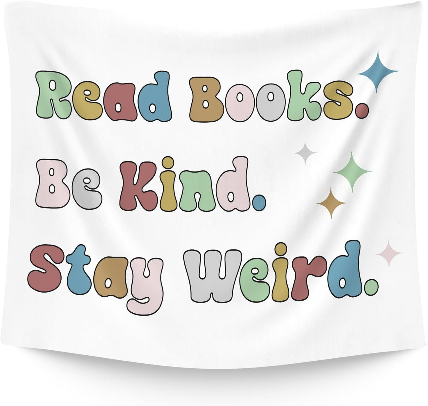 WAITPI Inspirational Reading Classroom Hanging Wall Tapestry, Boho Read Books Be Kind Stay Weird Positive Bookish Wall Hanging Room Decor Tapestries for Kids Room Library Reading Nook Corner 50x60 in