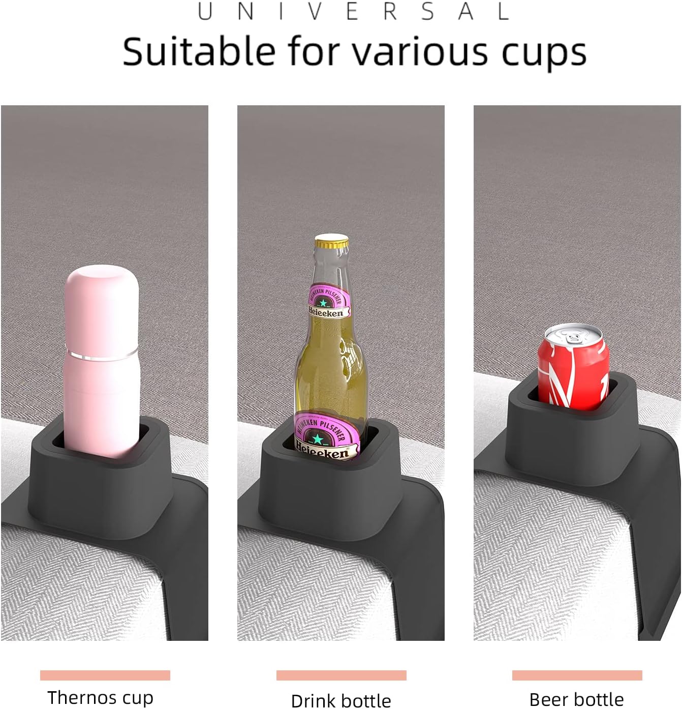 vodvob Couch Cup Holder, Anti-Spill Sofa Cup Holder Silicone Couch Coaster, Suitable for Sofa Recliner Armchairs, Gifts for Mom, Dad, Husband, Grandma, Grandpa, Black