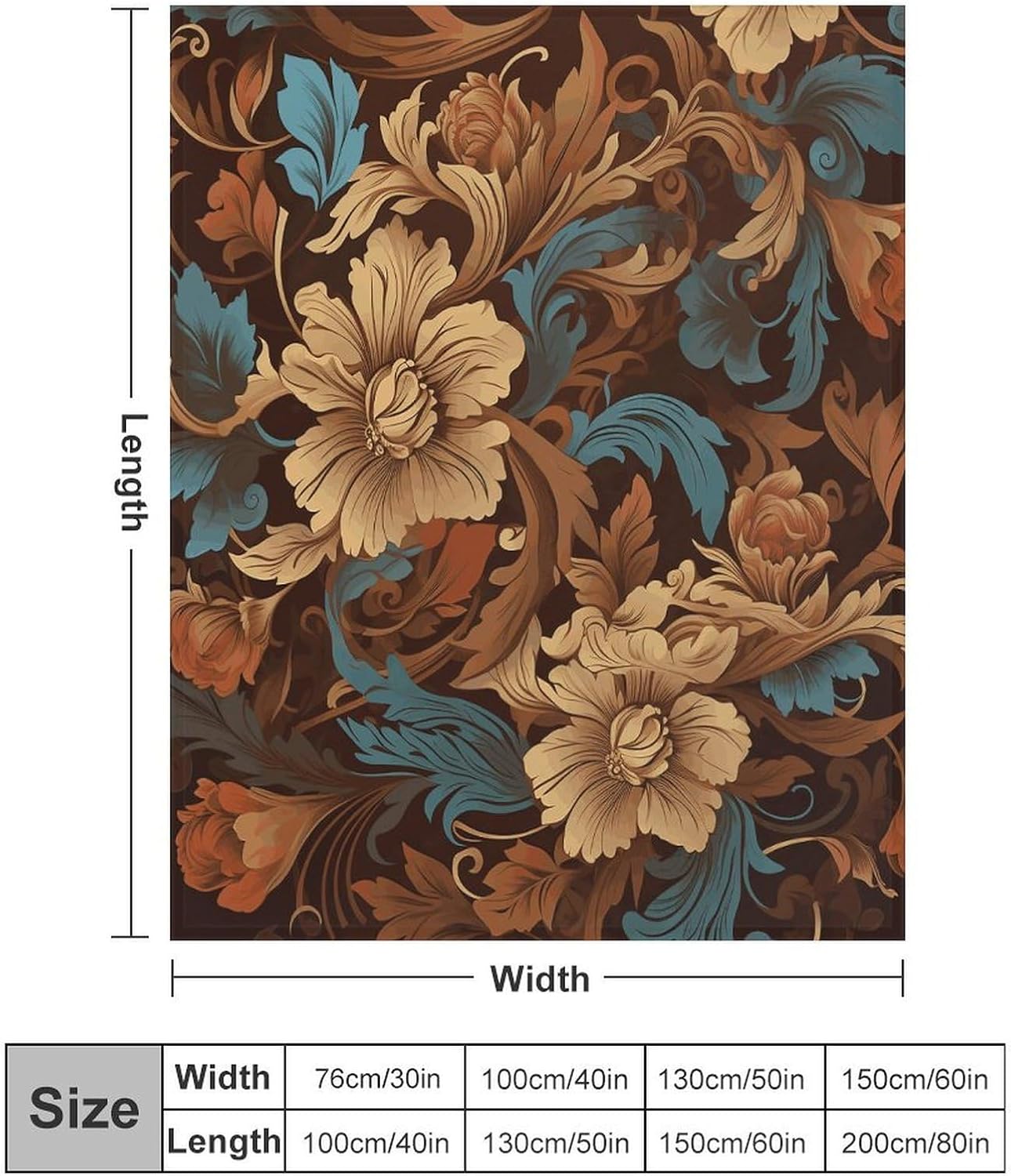 Set of Ornate Floral Blanket Super Soft Lightweight Throw Blanket Cute Cozy Warm Bed Blanket Decorative Fuzzy Blanket All-Season Home Decor Gift for Sofa Couch Living Room 40"*50" （100 * 130cm）