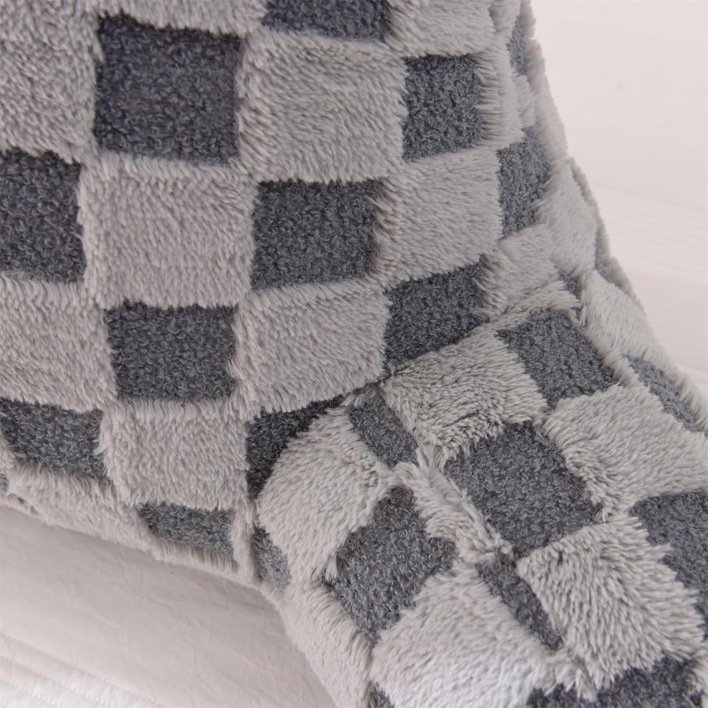 Wedge Reading Pillow with Arms — Large, Checkered, Back Support for Bed Sitting