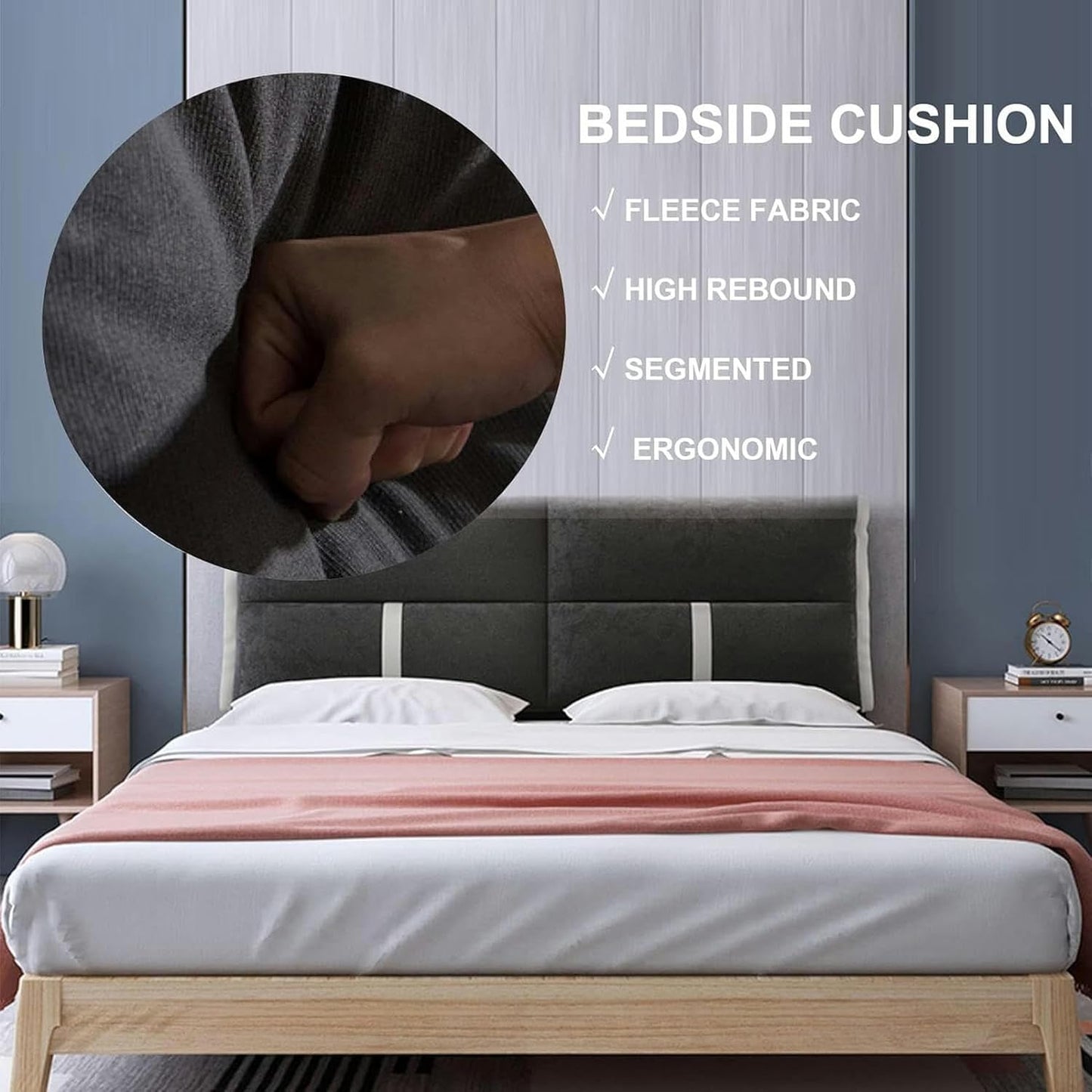 King Size Headboard Pillow Fleece Wedge Bed Rest Reading Pillow Backrest Lumbar Support Pad Breathable Wall Pillow Bolster Cushion with Removable Cover