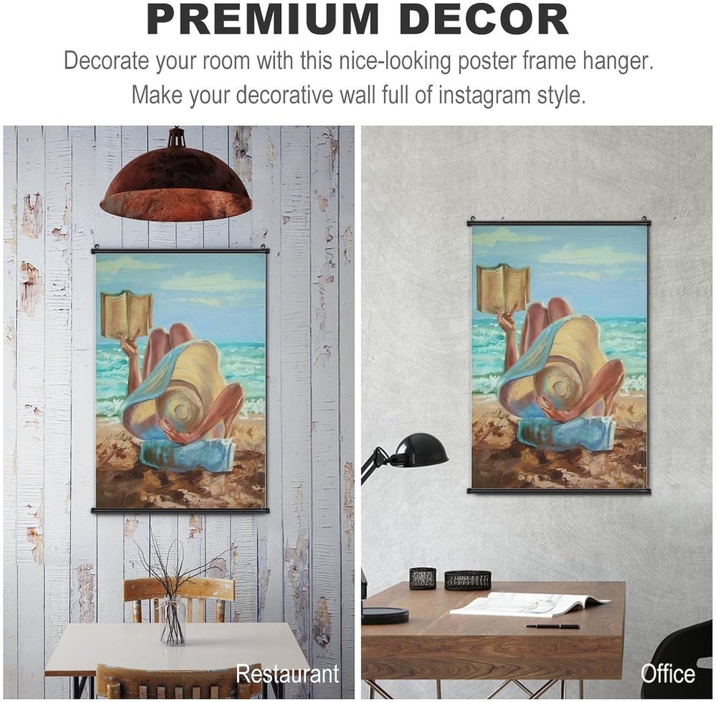 Rucatto Artistic Drawing Poster of A Woman Reading A Book on The Beach Wall Art Paintings Canvas Wall Decor Home Decor Living Room Decor Aesthetic 12x18inch(30x45cm) Style