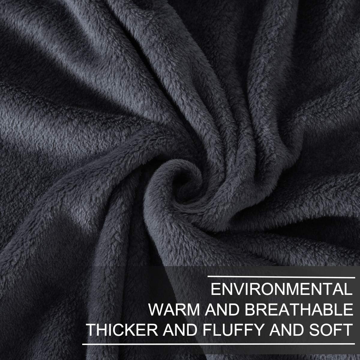 Richave Fleece Blanket Twin/Twin XL Lightweight Extra Long Throw for The Bed Warm Sofa Blanket 66" x 90"(Dark Grey Twin)