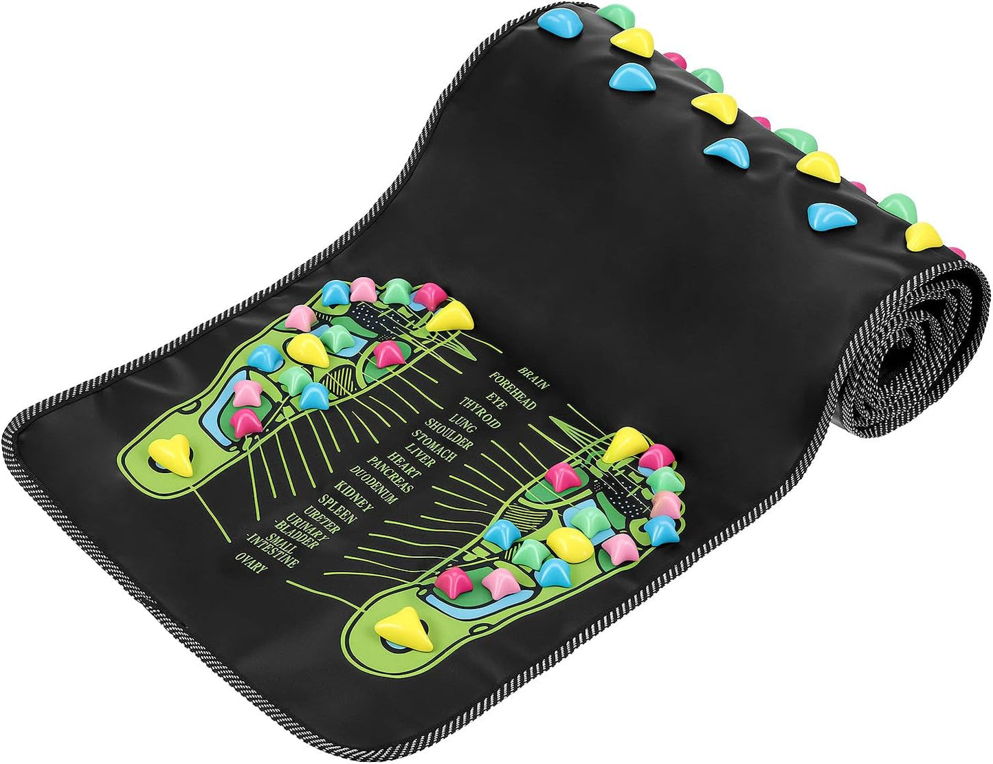 QWORK Foot Massage Mat Relaxation Walk Stone Road, 68.9 x 13.78 Inches Adjustable Acupressure Foot Mat for Long Sitting Worker Elderly