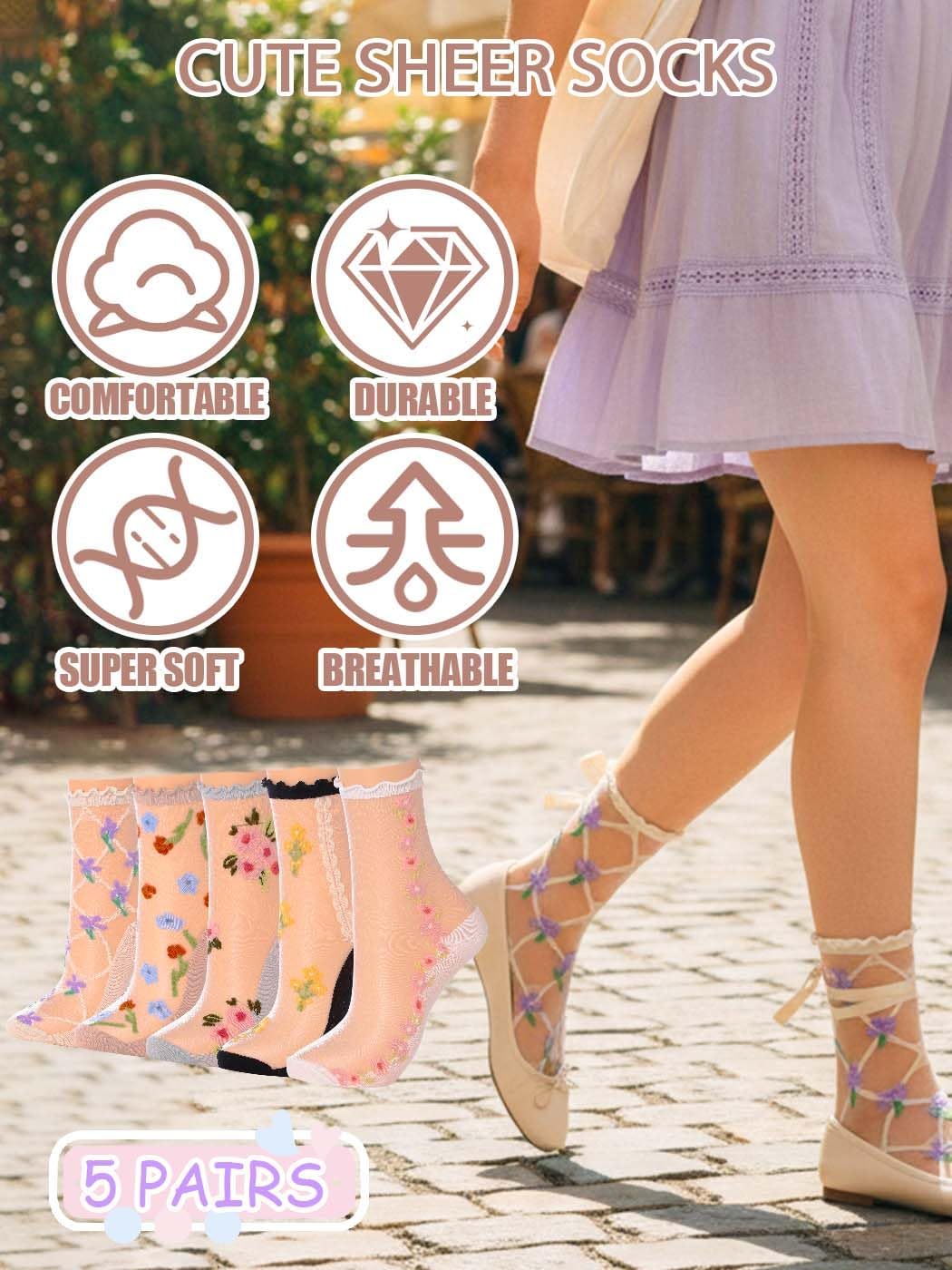 Campsis Women Sheer Socks Sheer Ankle Socks for Women and Girls
