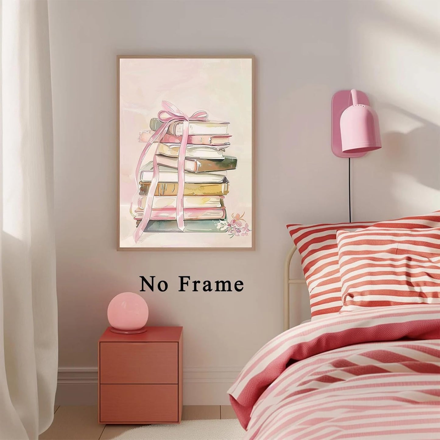 Books Canvas Wall Art Aesthetic Book Poster Abstract Book Wall Art Watercolor Aesthetic Paintings Pink Book Wall Art Reading Poster Inspirational Poster Modern Pink Flower Poster 16x24inch Frameless