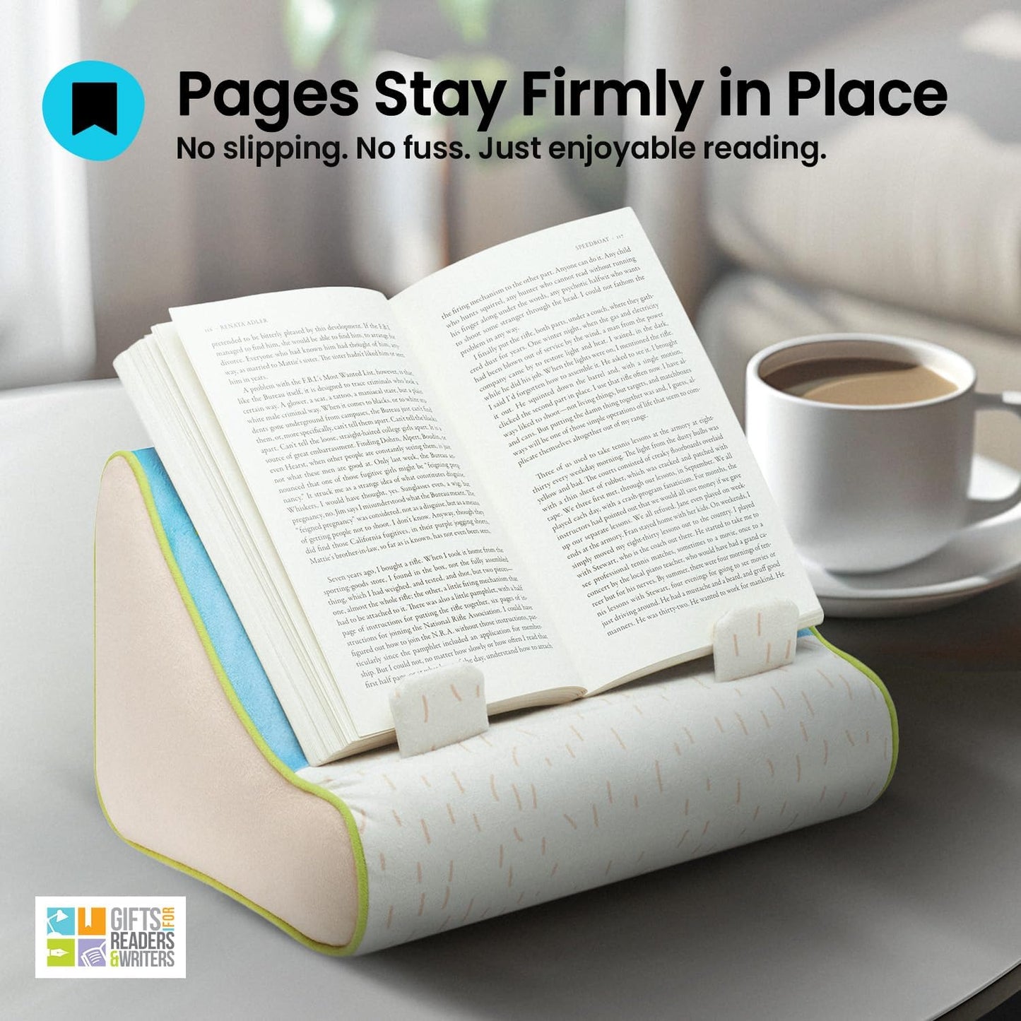 Gifts for Readers & Writers Book Pillow Tablet Stand for Bed Llama - Premium Cushioned Book Holder for Hands Free Reading, Stylish Tablet Holder for Bed, Kindle Pillow Stands & Lap Ipad Holders