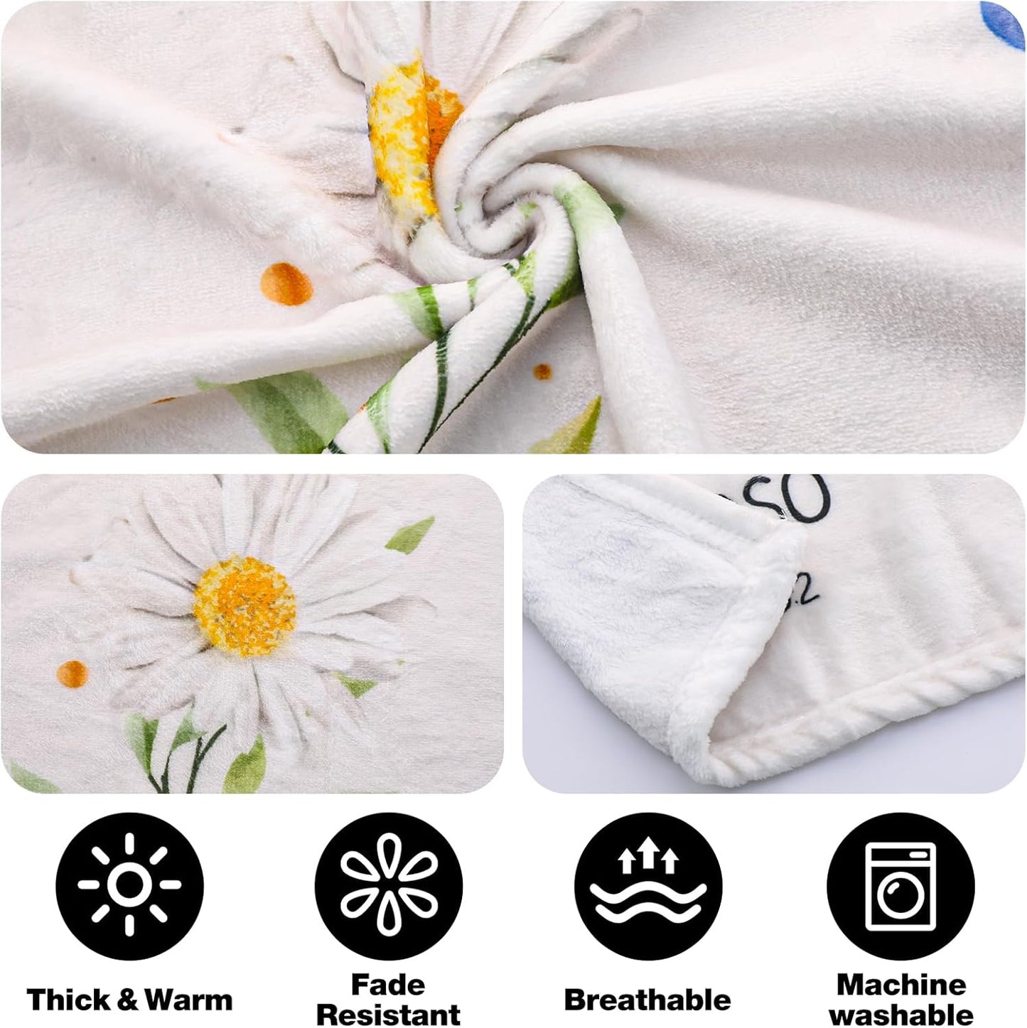 Christian Gifts for Women, Christian Throw Blanket with Flowers, Religious Flannel Blanket, Inspirational Jesus Prayer Birthday Gift for Sister, Daughter, Mom, Soft Throw Blankets 50'' x 60''