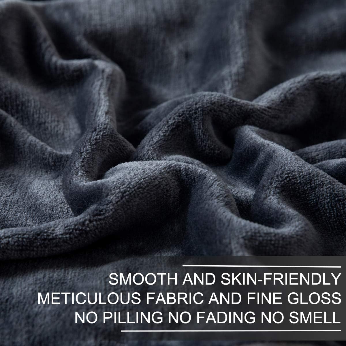 Richave Fleece Blanket Twin/Twin XL Lightweight Extra Long Throw for The Bed Warm Sofa Blanket 66" x 90"(Dark Grey Twin)