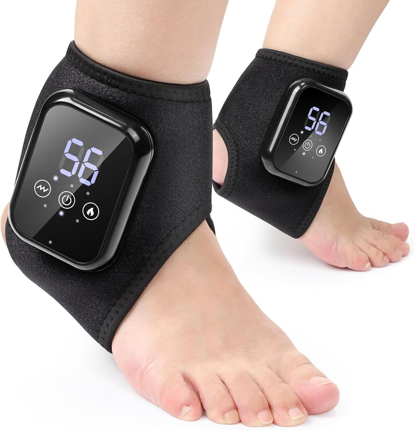 2Pack Cordless Ankle Massager for Pain Relief, Foot Renew Massager for Neuropathy, Ankle Heating Pad with Massage, Foot Ankle Massage, Ankles Relief Heating Pad, 3 Heat Levels, 3 Massage Modes, Black