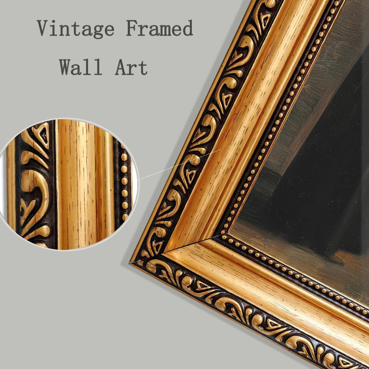 LHHJDIO Vintage Gold Framed Wall Art Classic Woman Reading Portrait Canvas Wall Art 19th Century Antique Decor Dark Academia Aesthetic Art Prints for Living Room Bedroom Study 16"x24"