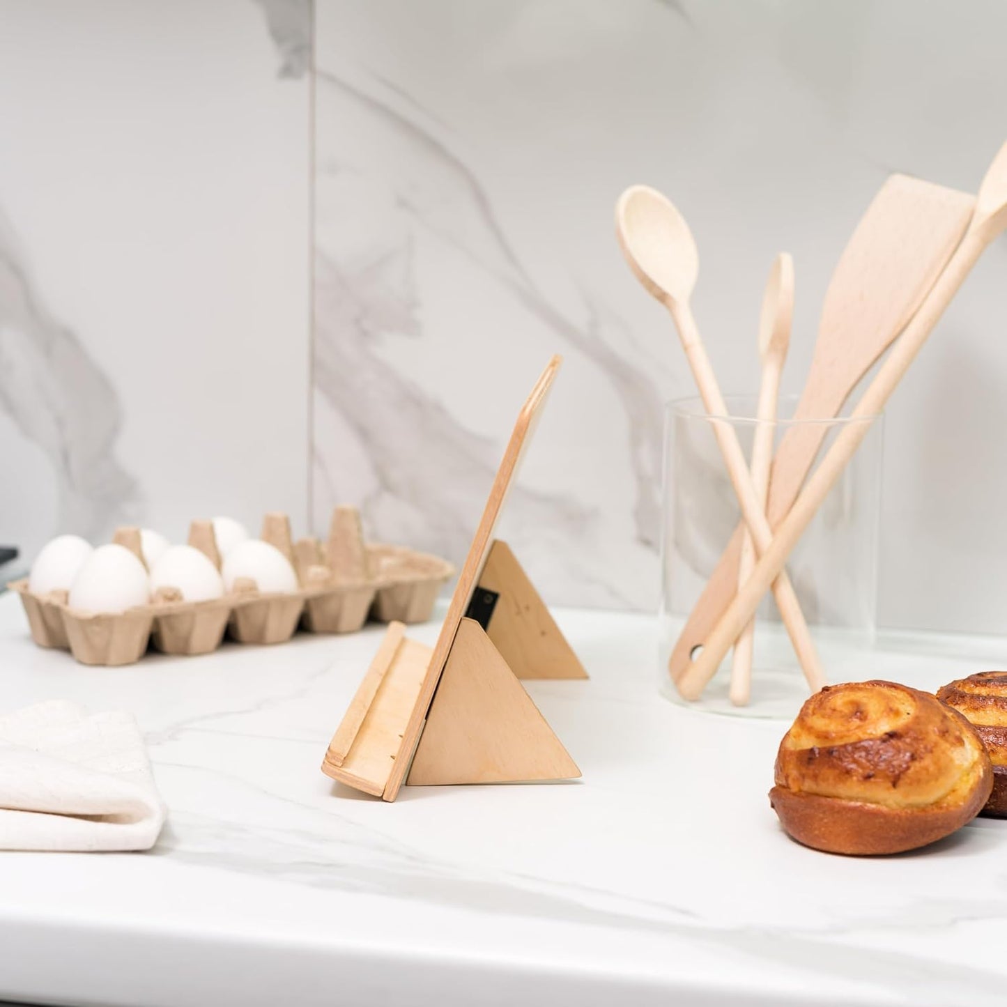 Enjoy The Wood Cookbook Stand for Kitchen Counter - Personalized Wooden Recipe Book Holder - Custom Mother's Day Gifts Birthday Christmas Gift for Her or Him - Additions for Recipe Book