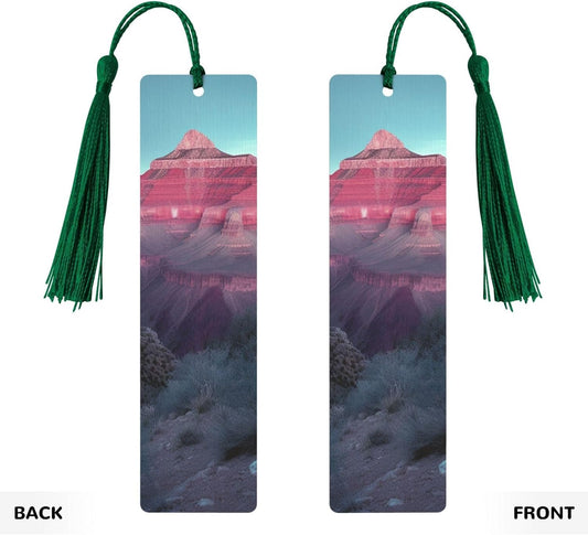 Grand Canyon Bookmarks Gifts for Women Men, Wooden Bookmarks for Book Lovers, Vintage Book Marks Ornaments with Tassel, Unique Personalized Reading Page Markers Dark Green