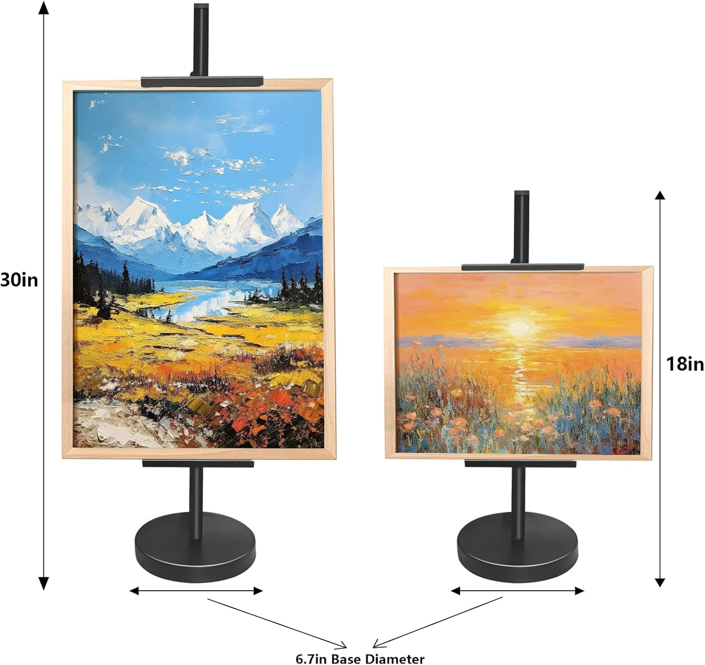 Adjustable Tabletop Easel Stand, Metal Easels for Display, Picture Frame Stand with Heavy Duty Round Base & Non-slip Pads, for Picture, Artwork, Photos,Signs (30in)