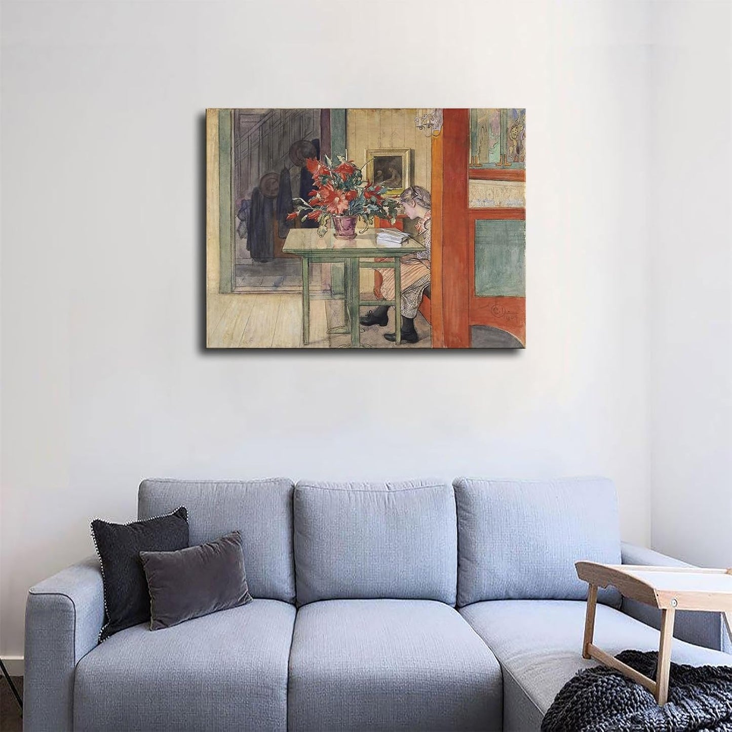Carl Larsson Artwork- Lisbeth reading Canvas HD printing poster creative room aesthetics be the perfect wall art decoration for home office gym bar (16x20inch-Farmed)
