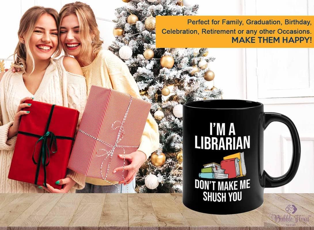 Book Lover Coffee Mug 11oz Black - make me shush you - Birthday Gifts for Readers Gifts for Book Lovers Girls Book Club