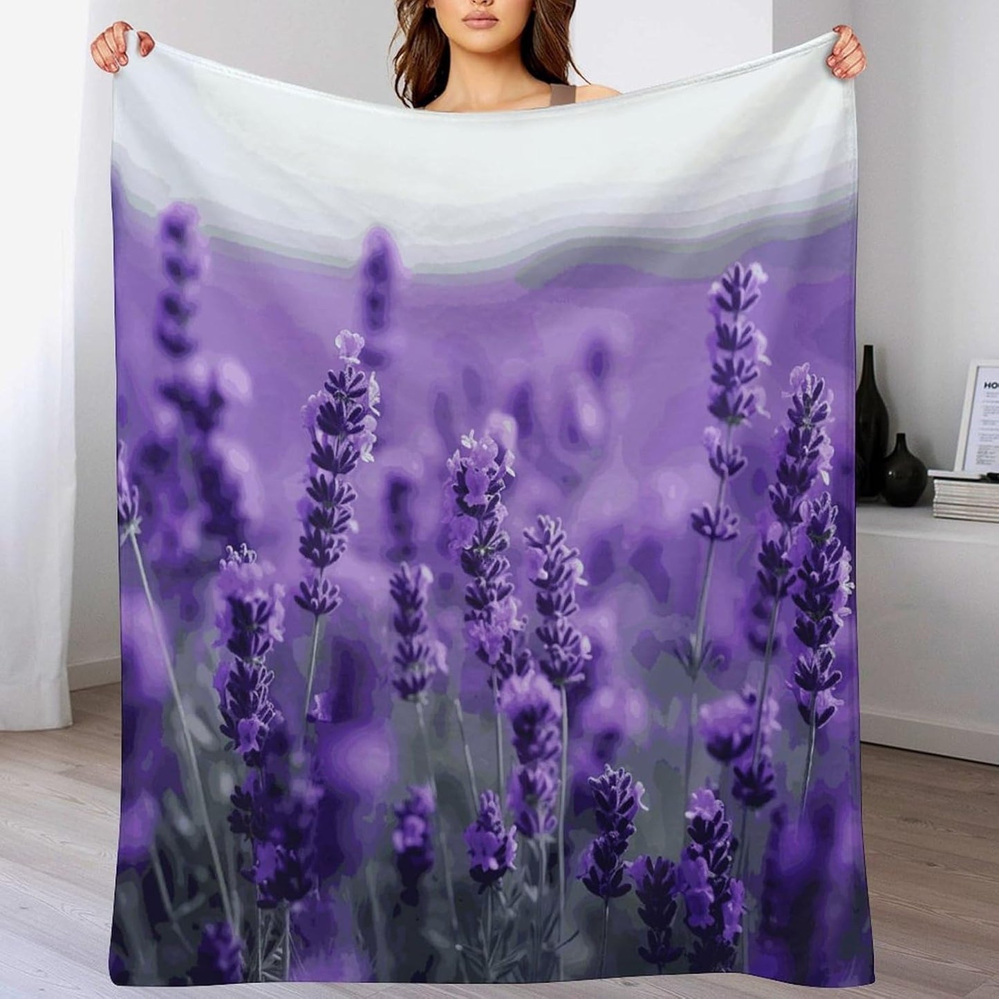 Purple Lavender Blanket Super Soft Lightweight Throw Blanket Cute Cozy Warm Bed Blanket Decorative Fuzzy Blanket All-Season Home Decor Gift for Sofa Couch Living Room 60"*80"（150 * 200cm）