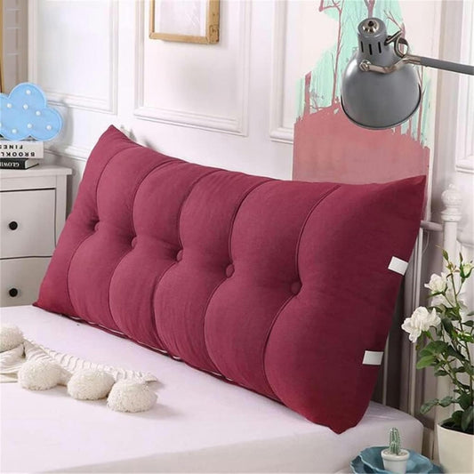 Headboard Pillow, Detachable Bolster Lumbar Pad Tatami Reading Cushion Soft Linen Cover Fluffy Body Pillow Bed Head Cushion Bed Rest Pillows(Red,80 * 60 * 20cm)