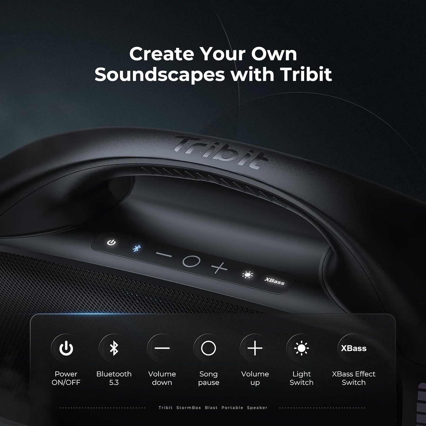 Tribit StormBox Blast Portable Bluetooth Speaker, (140W Peak) 90W Loud Stereo Sound with 30H Playtime, IPX7 Waterproof, LED Light, Wireless, XBass, BT5.3, TWS, Custom EQ, Party/Outdoor/Camping/Beach