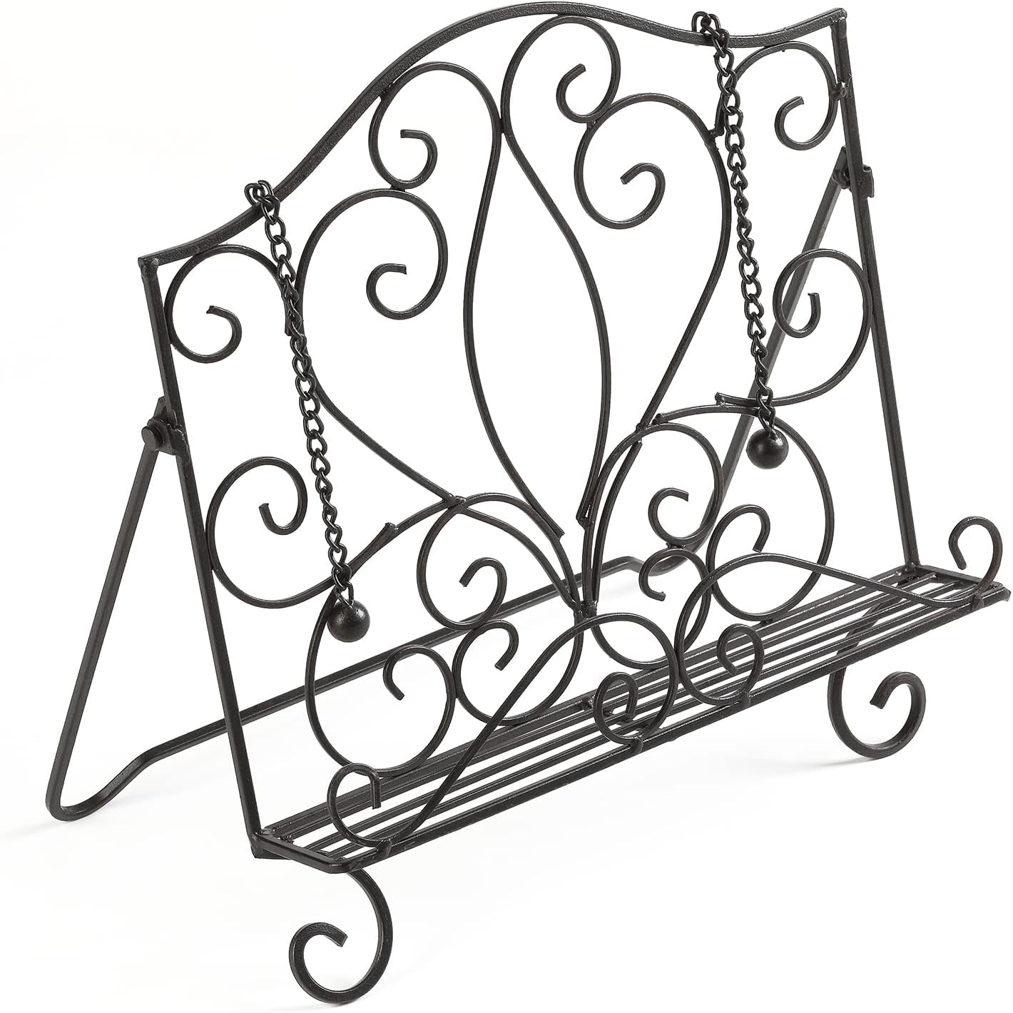 Metal Cookbook Holder Recipe Book Stand for Kitchen, Vintage Scrollwork