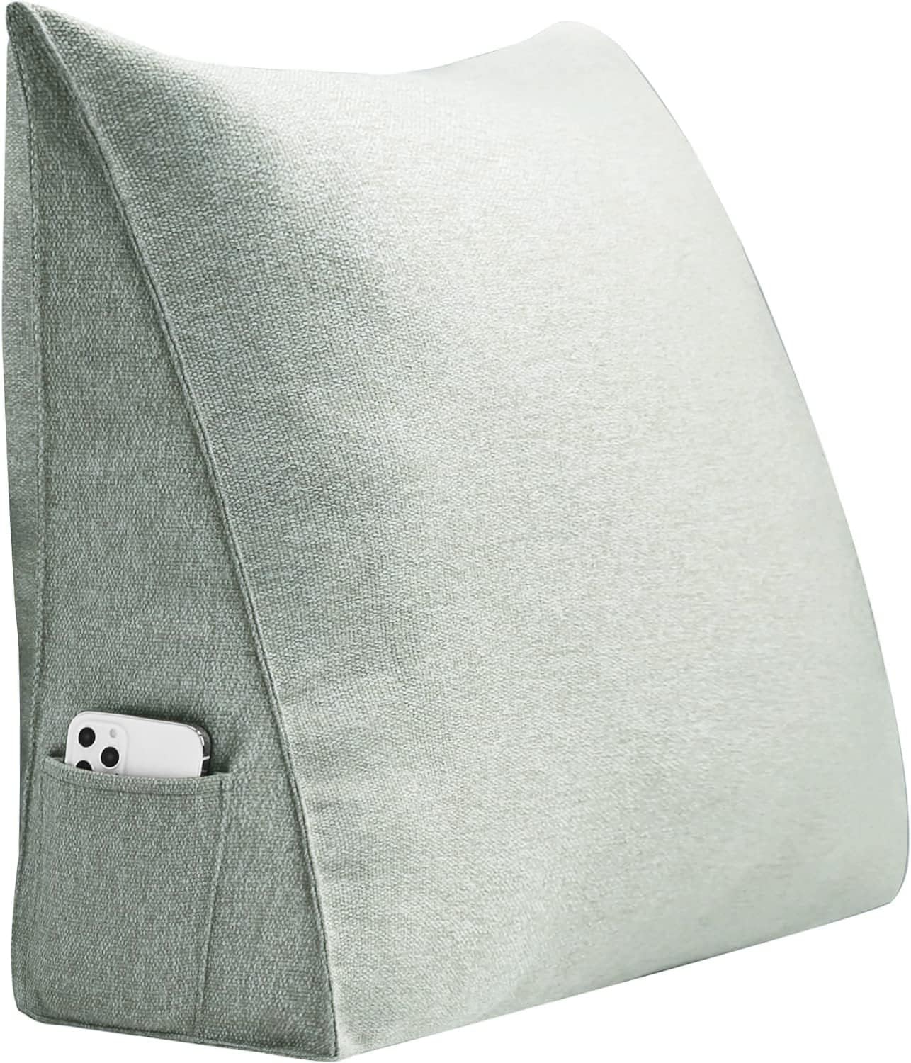 Triangular Reading Pillow Wedge Headboard Back Support Pillow for Sitting up in Bed Daybed Bolster Backrest Couch Sofa Corner Cushion Linen Off White