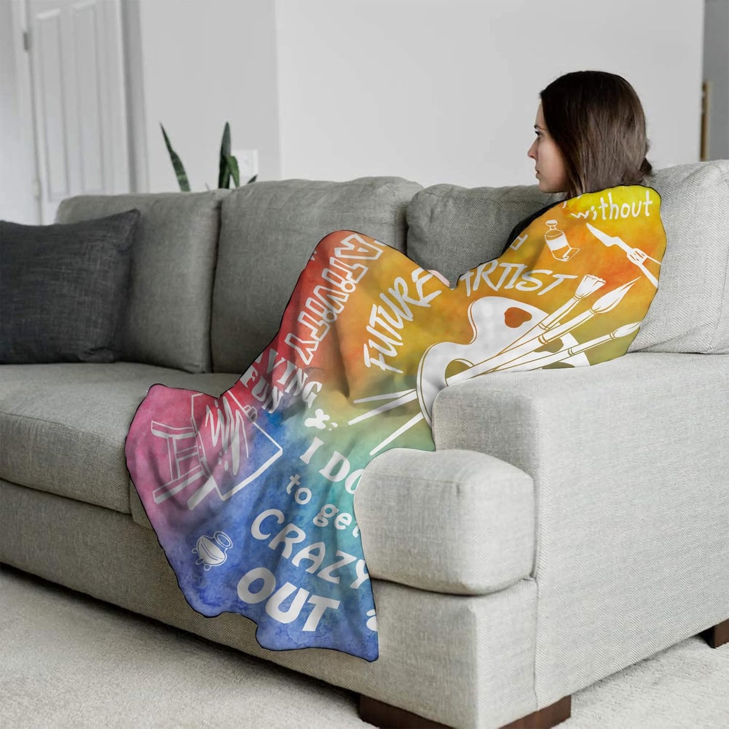 Gifts for Artists, Artist Gift Blanket 60"X50", Art Teacher Appreciation Present for Women Girls, Painters Drawing Gift for Girl, Christmas Birthday Gift for Art Lovers Teen Kids Blankets