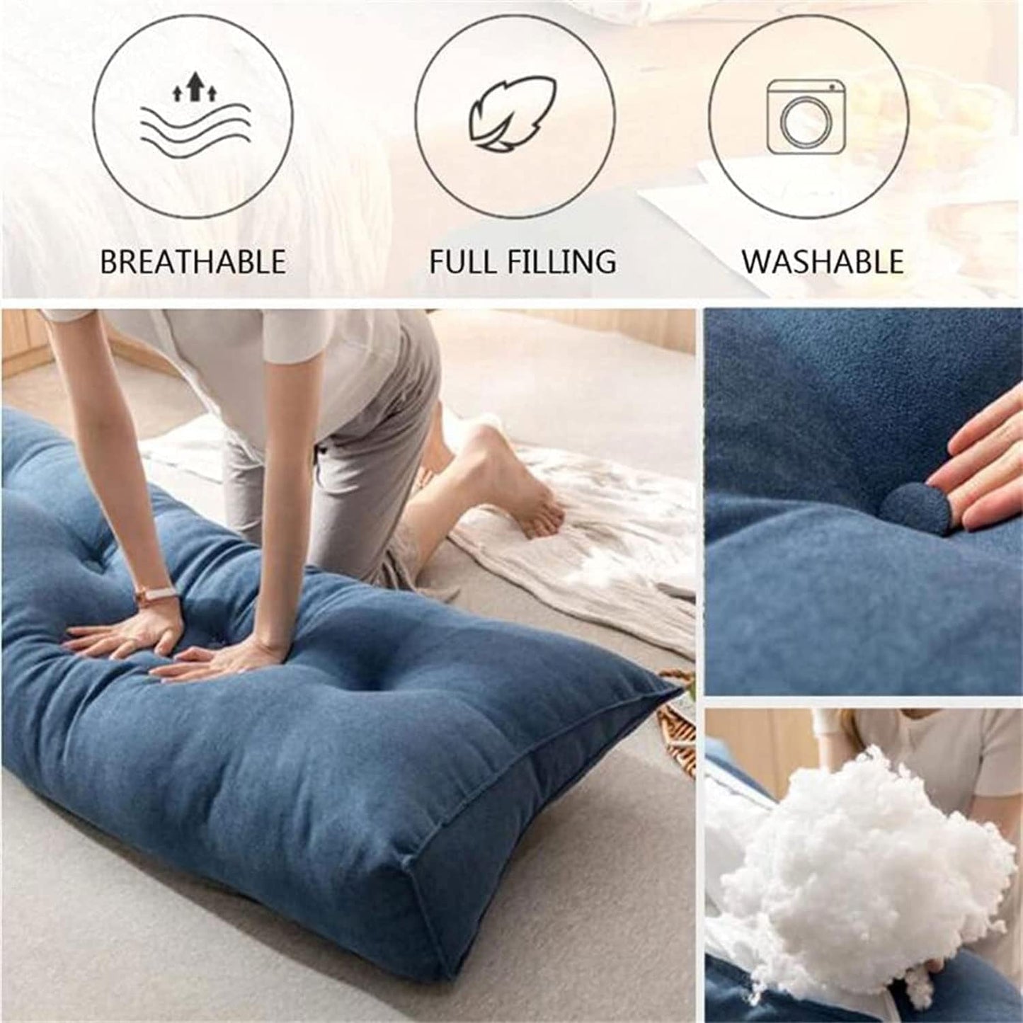 King Size Triangular Reading Bed Rest Pillow Large Bolster Cushion Headboard Backrest Wedge Pillow Neck Lumbar Support(Size:60x20x50cm(24x7.8x20),Color:E)