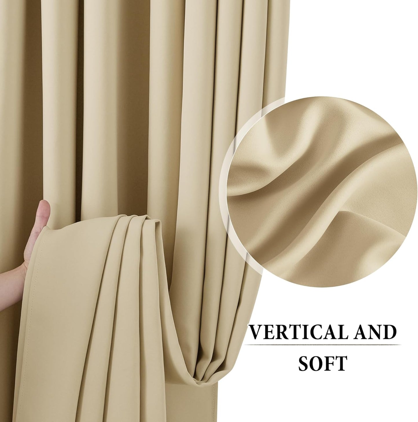 RYB HOME Extra Wide Room Divider Curtains with Flexible Silent Track, Blackout Extra Long Curtains with Hooks for Bedroom/Living Room/Basement Ceiling&Wall Mount, Biscotti Beige, W150 x L108, 1 Panel