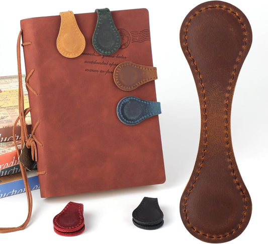 MrCrafts Leather Magnetic Bookmark, Vintage Bookmarks for Reading, Book Mark, Book Accessories, Gifts for Women, Book Lovers, Family, Friends, Kids, Readers, Student (Brown)