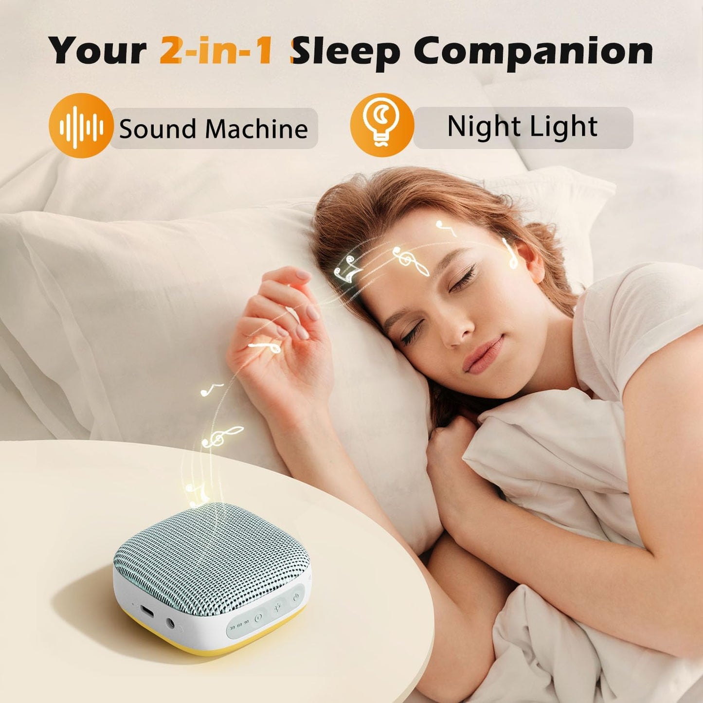 Portable Sound Machine for Travel, White Noise Sound Machine for Sleeping with Night Light, 20 Quality Non-looping Sounds, Headphone Jack, Memory, Timer for Adults,Hotel(Green)