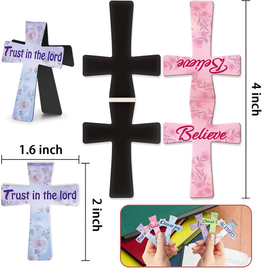 Magnetic Bookmarks - Tumwisk 24PCS Bible Bookmark Christian Bookmarks Cross Bookmark Book Magnets, Magnetic Cross Page Holders for Bibles Study, Religious Gifts for Teacher Students Book Lovers