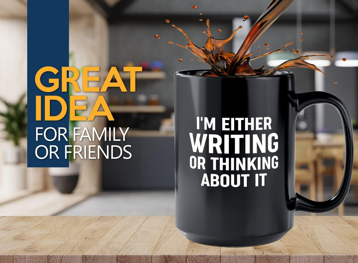 Journalist Coffee Mug 15oz Black -Writing or Thinking - Reading Lover Book Club Gift Author Appreciation Writer Journalism Novelist Scriptwriter