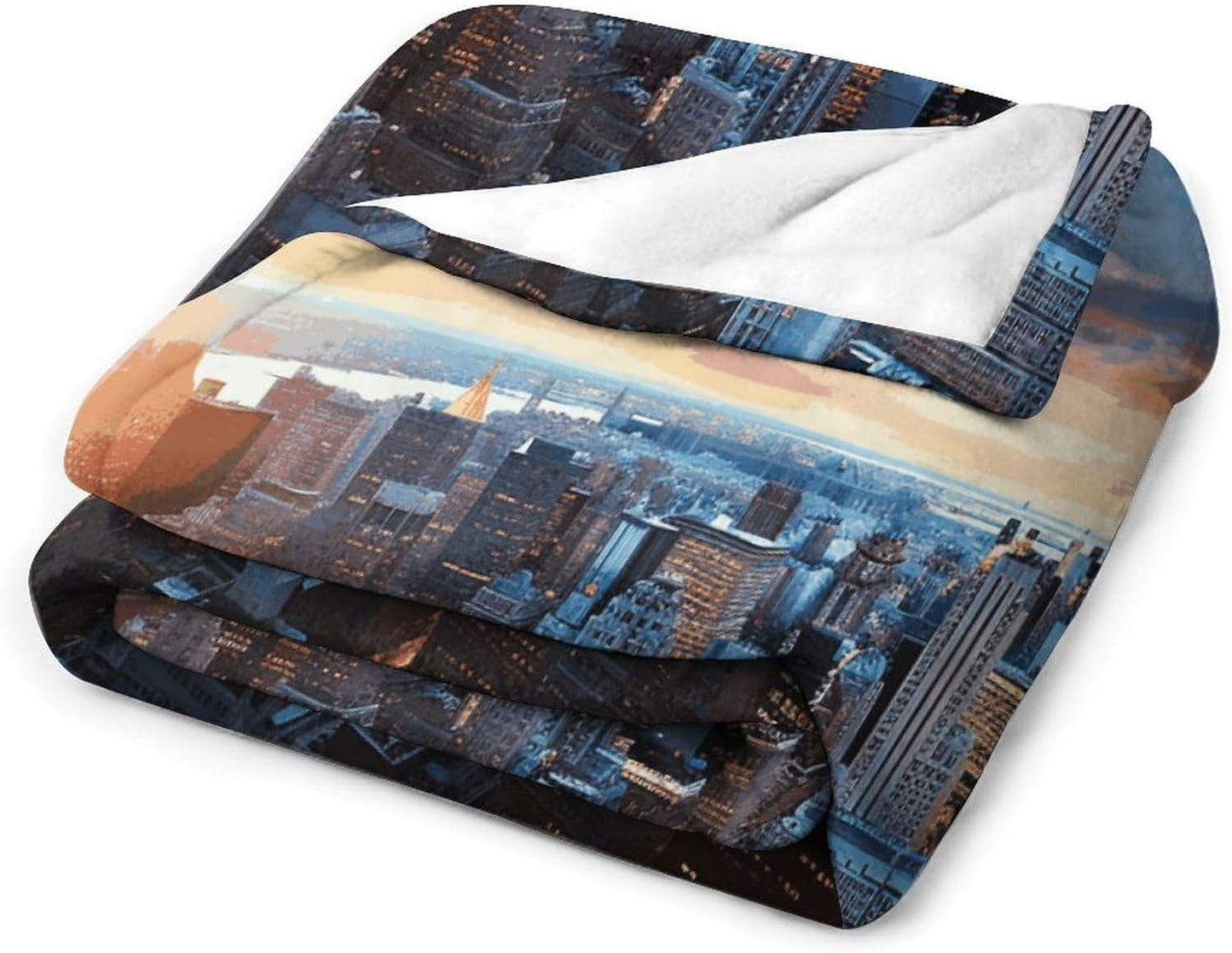New York City Skyline Throw Blanket for Couch Super Soft Warm Lightweight Throw Blankets Cozy Flannel Bed Blanket Cute Decorative Blankets for All Seasons Home Decor Gift 50"*60"（130 * 150cm）